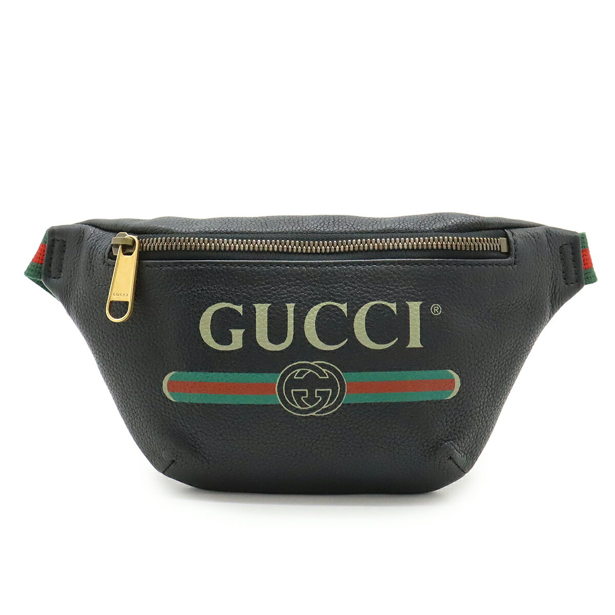 GUCCI グッチ グッチプリント スモール ベルトバッグ シェリーライン ウエストバッグ ヒップバッグ ボディバッグ レザー 黒 ブラック 527792 【中古】