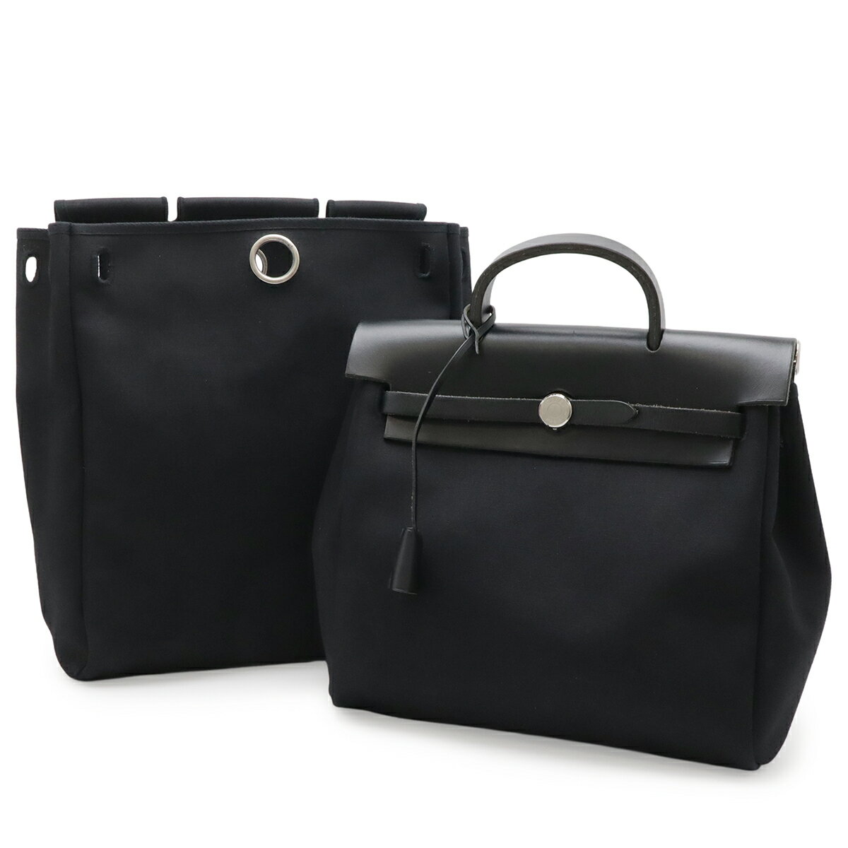HERMES エルメス エールバッグ アドPM リュックサック 2WAY ハンドバッグ トワルオフィシエ レザー ブラック 黒 ストッパー欠品 □G刻印 【中古】