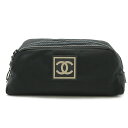 CHANEL シャネル スポーツライン ココマーク 化粧ポーチ メイクポーチ セカンドバッグ ナイロンキャンバス ブラック 黒 A19975 【中古】