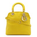 Christian Dior クリスチャン ディオール グランヴィル カナージュ ハンドバッグ 2WAY ショルダーバッグ レザー イエロー 黄色 【中古】