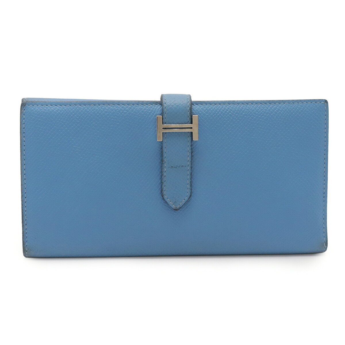 Rakuten - HERMES エルメス ベアン 2PLIS デュプリ 3つ折長財布 三つ折り長財布 ヴォーエプソン レザー ブルーパラダイス 水色 シルバー金具 T刻印 【中古】