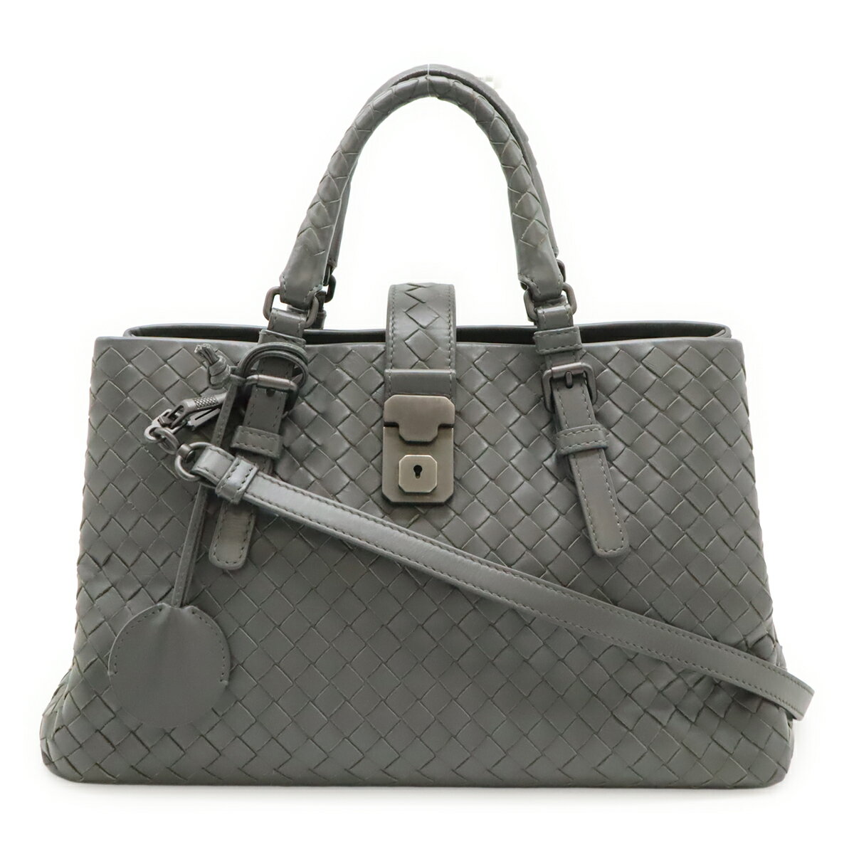 Rakuten - BOTTEGA VENETA ボッテガ ヴェネタ ボッテガベネタ イントレチャート スモール ローマバッグ ハンドバッグ 2WAYショルダー レザー グレー 337303 【中古】