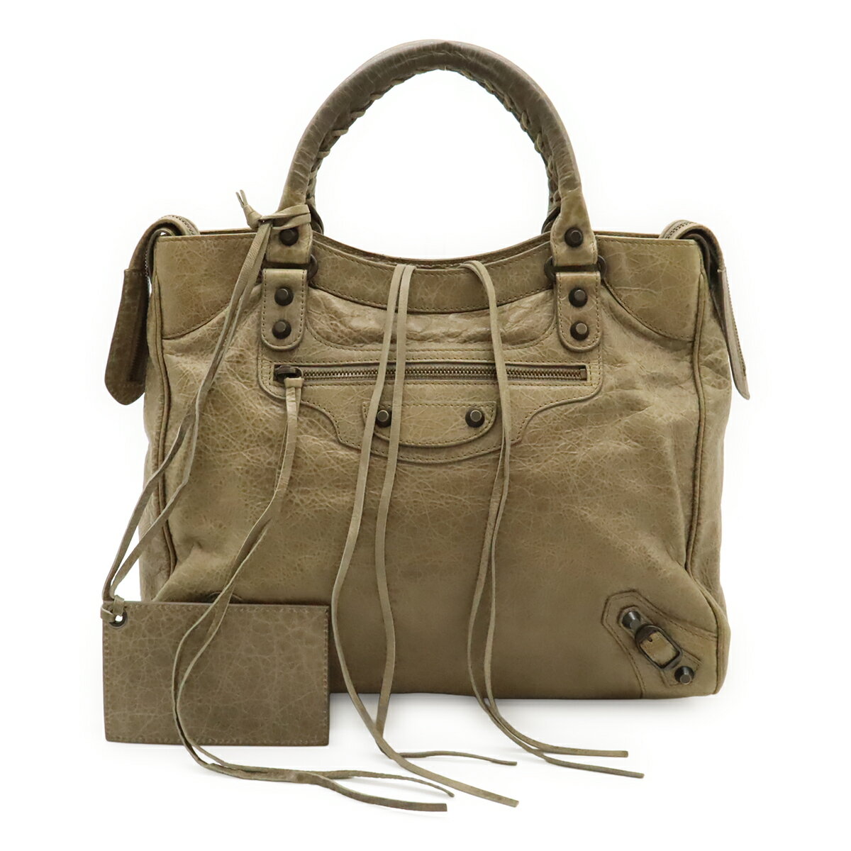 Rakuten - BALENCIAGA バレンシアガ クラシック ヴェロ トートバッグ ハンドバッグ レザー ベージュ ミラー付き ショルダーストラップ欠品 235216 【中古】