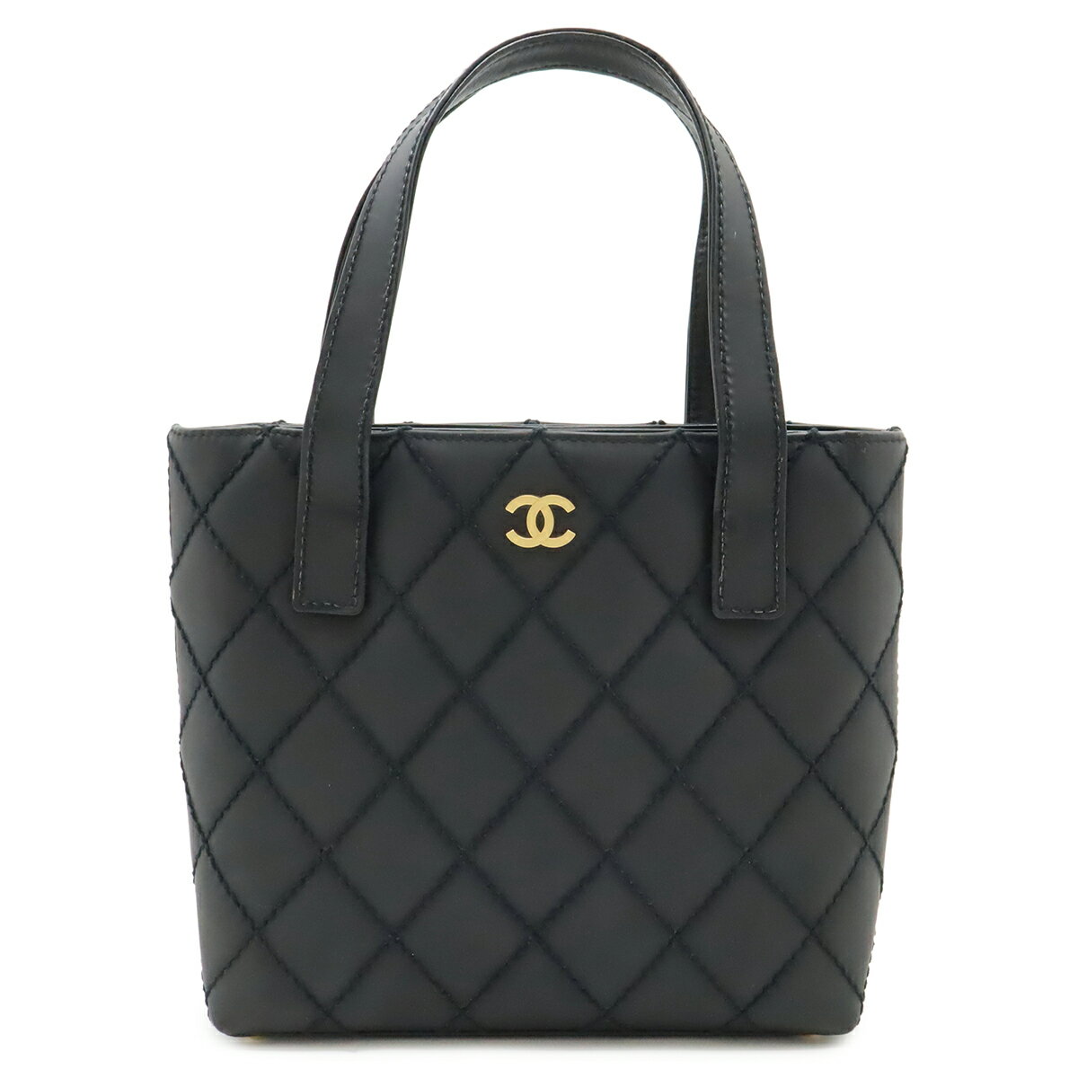 シャネル CHANEL ビンテージ ワイルドステッチトートバッグ カーフスキン 黒 札幌 西岡店 中古・古着通販】CHANEL (シャネル) Wild stitch ワイルドステッチ