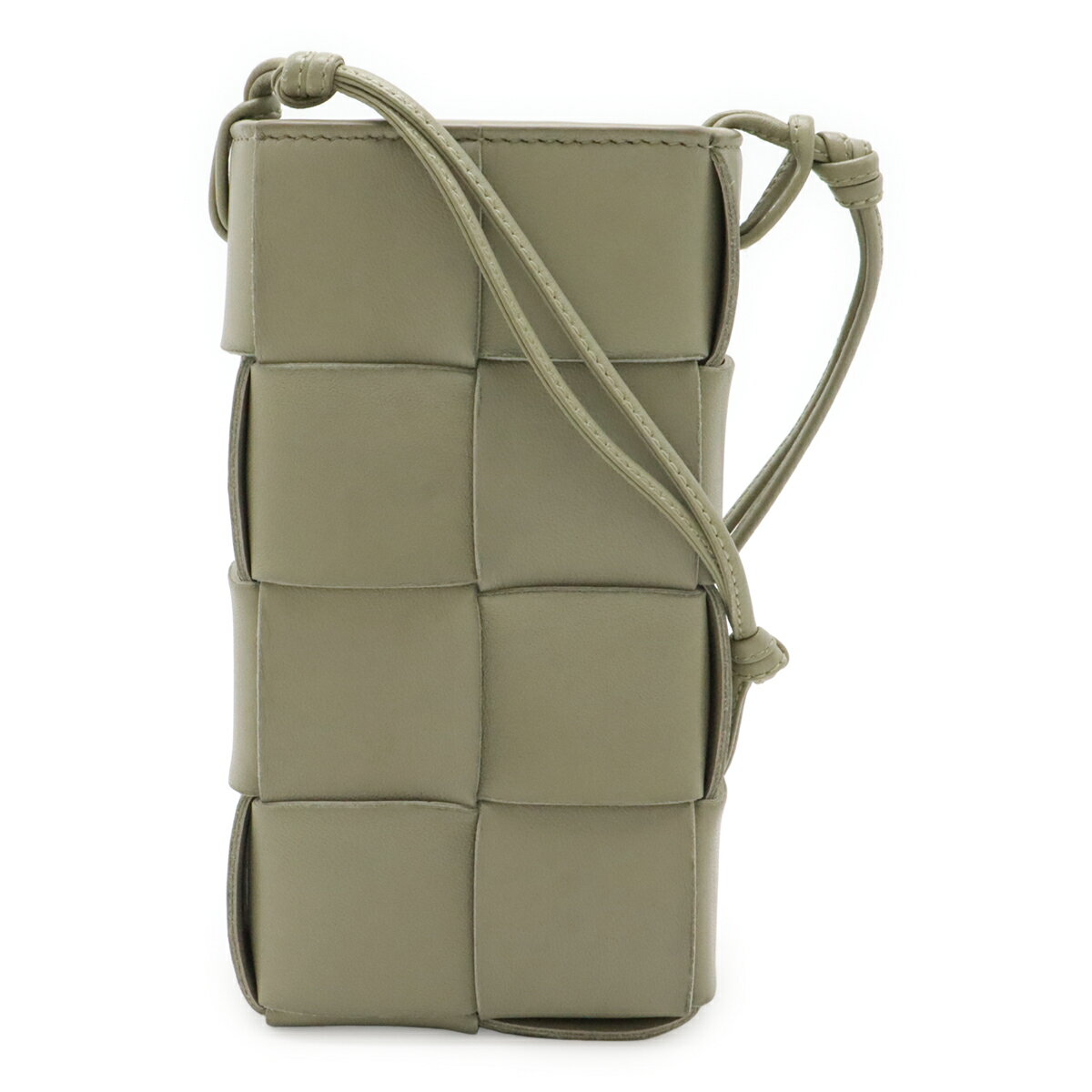Rakuten - BOTTEGA VENETA ボッテガ ヴェネタ カセット マキシイントレチャート ショルダーバッグ ポシェット フォンポーチ レザー ライトカーキ系 730541 【中古】