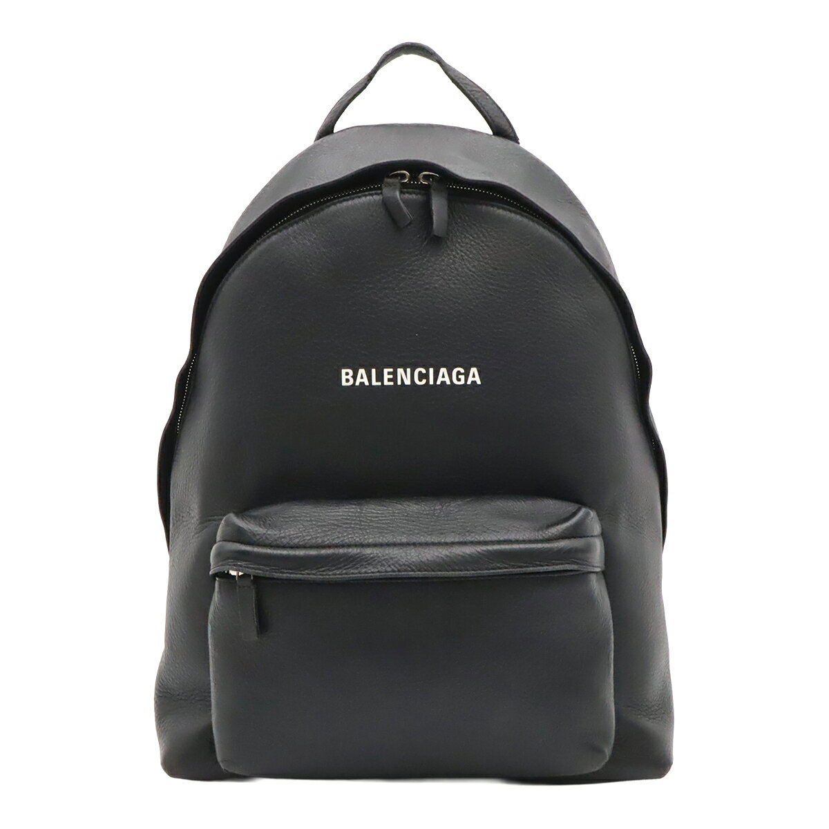 BALENCIAGA バレンシアガ エブリデイ ロゴ バックパック リュックサック デイパック レザー ブラック 黒 ホワイト 白 552374 【中古】