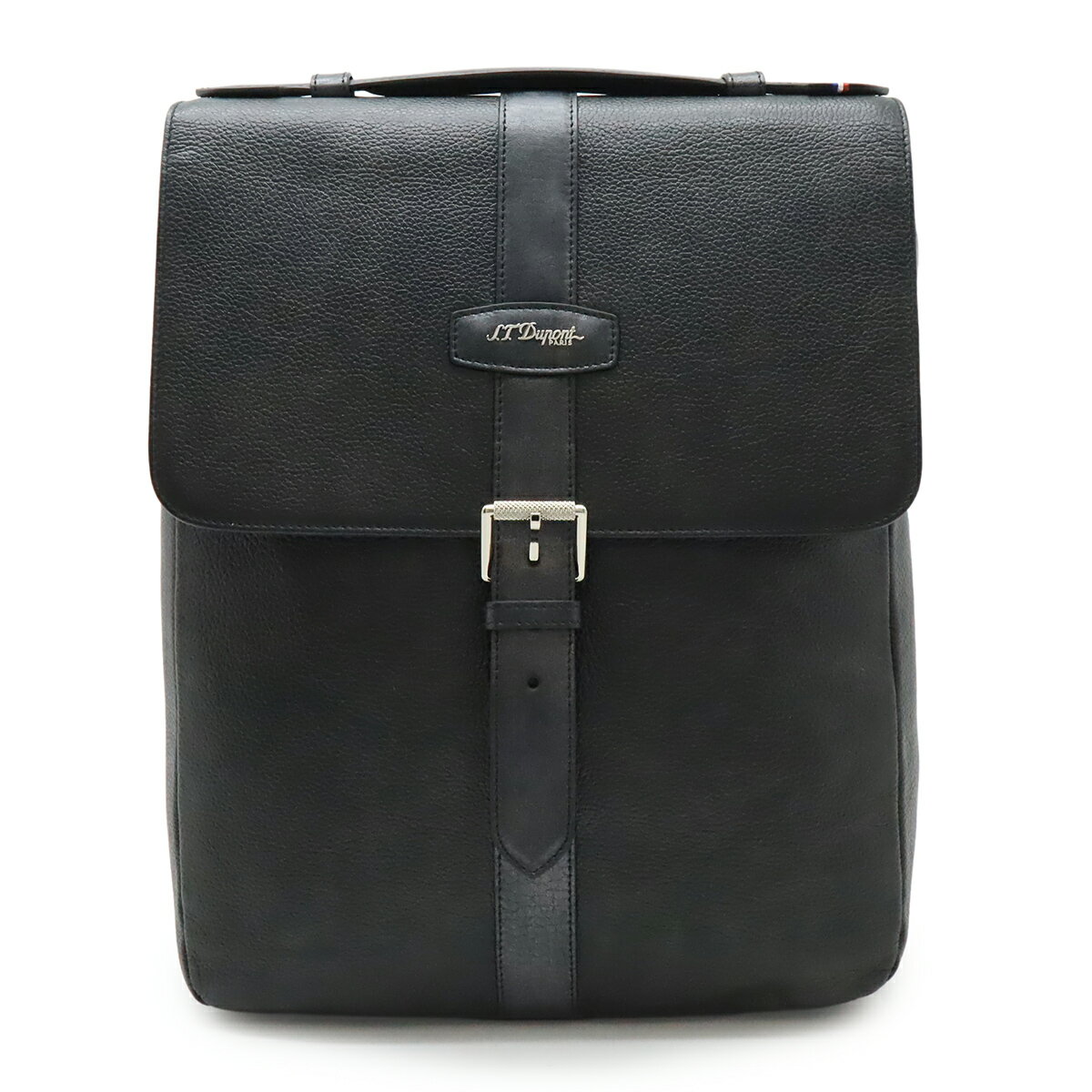 Rakuten - S.T.Dupont デュポン バックパック リュックサック ショルダーバッグ レザー ブラック 黒 シルバー金具 【中古】