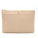 CHANEL シャネル シェブロン Vステッチ ココマーク クラッチバッグ セカンドバッグ キャビアスキン レザー ベビーピンク A69251 【中古】
