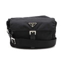 PRADA プラダ ショルダーバッグ ポシェット 斜め掛け ナイロン レザー NERO 黒 ブラック シルバー金具 【中古】