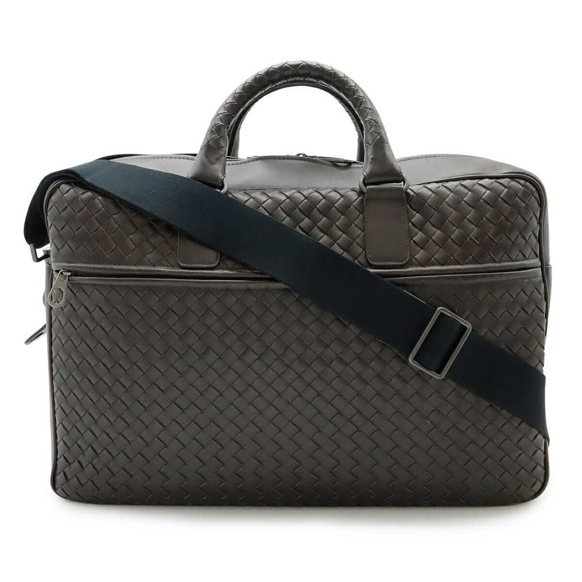 BOTTEGA VENETA ボッテガ ヴェネタ イントレチャート ビジネスバッグ ブリーフケース 2WAY ショルダーバッグ レザー ダークブラウン 246615 【中古】