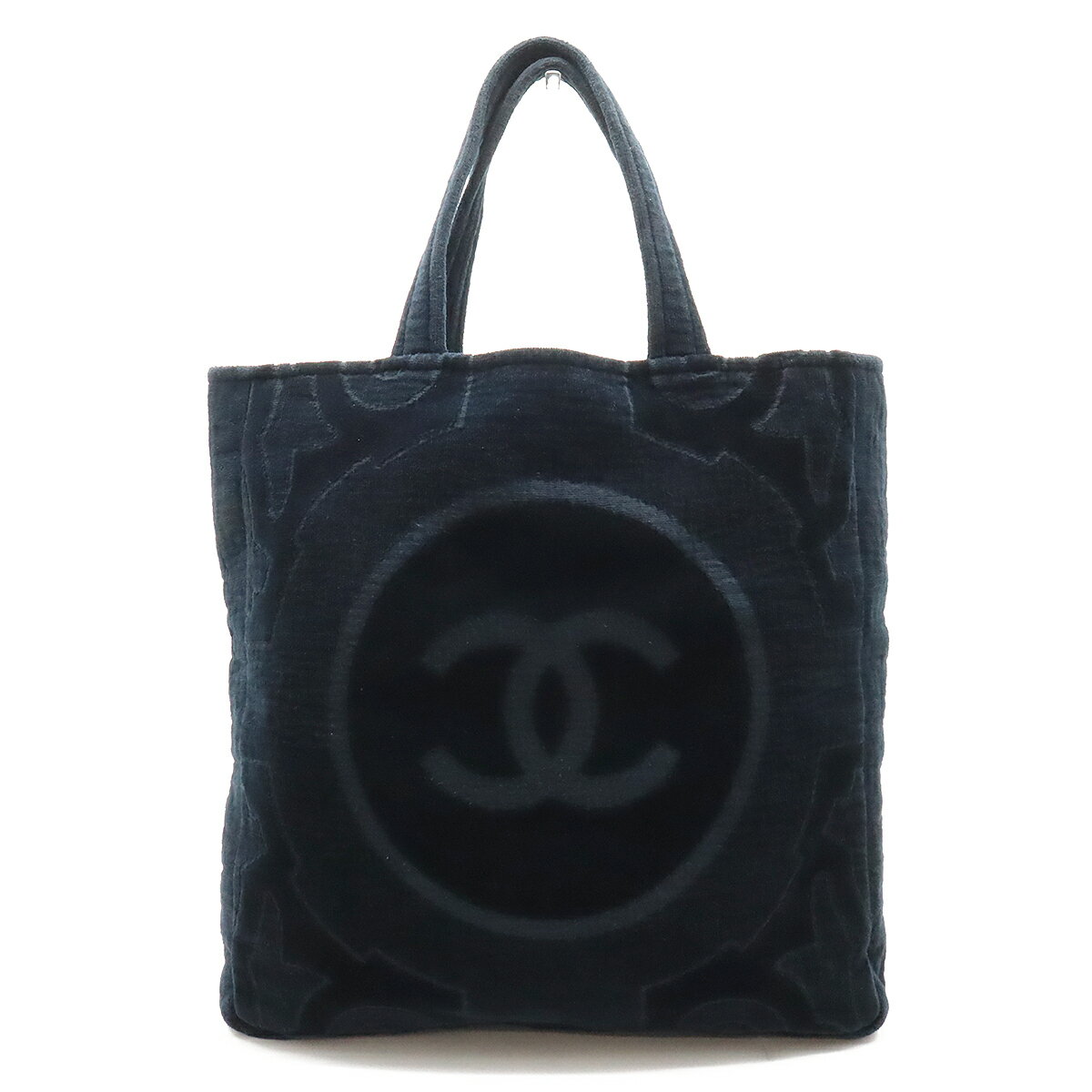 【バッグ】CHANEL シャネル ココマーク トートバッグ ラージトート ビーチバッグ パイル ブラック 黒 【中古】