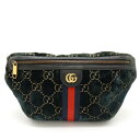 GUCCI グッチ GGベルベット シェリーライン ベルトバッグ ボディバッグ ウエストポーチ レザー グリーン系 緑 ゴールド金具 574968 【中古】