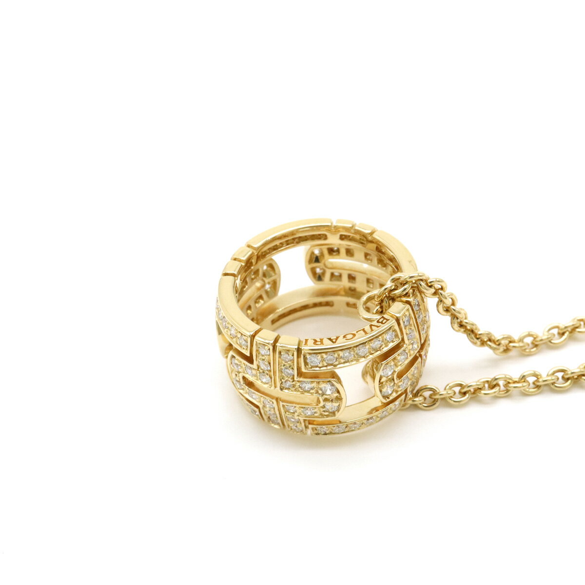 BVLGARI ブルガリ パレンテシ ラウンド フルダイヤ ペンダント ネックレス K18YG 7...