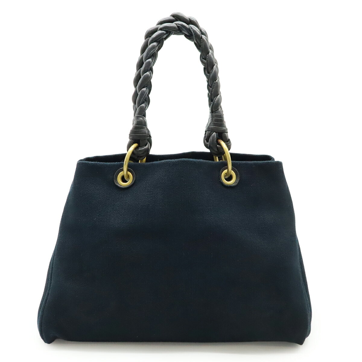 BOTTEGA VENETA ボッテガ ヴェネタ ボッテガベネタ トートバッグ ショルダーバッグ 編み込みショルダー キャンバス レザー ブラック 黒 195976 【中古】