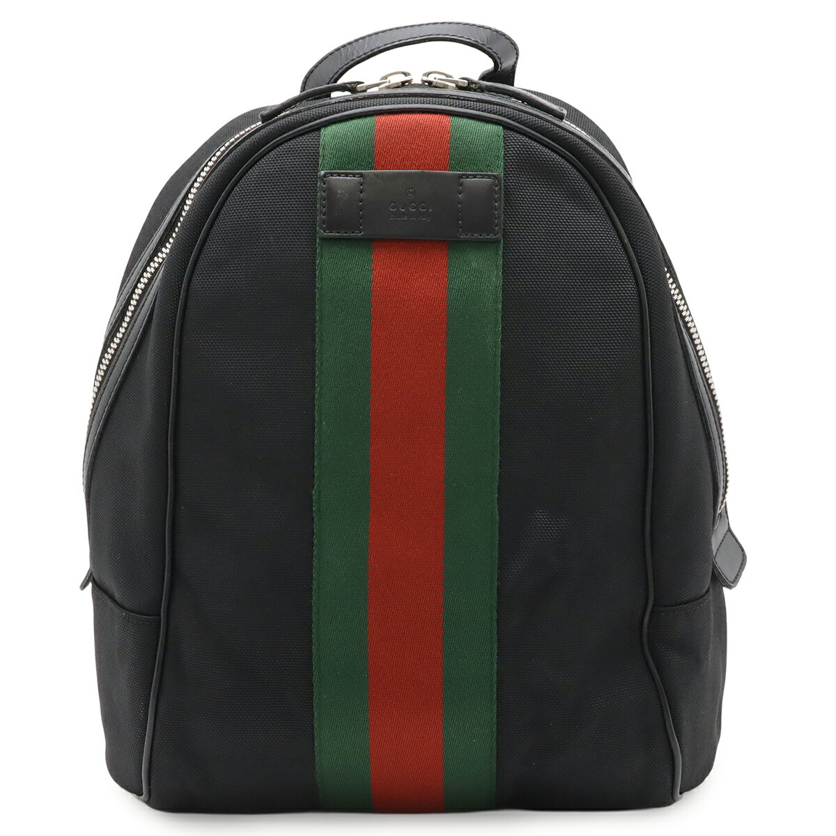 GUCCI グッチ シェリーライン バックパック リュックサック テクノキャンバス レザー ブラック 黒 グリーン レッド アウトレット品 630917 【中古】