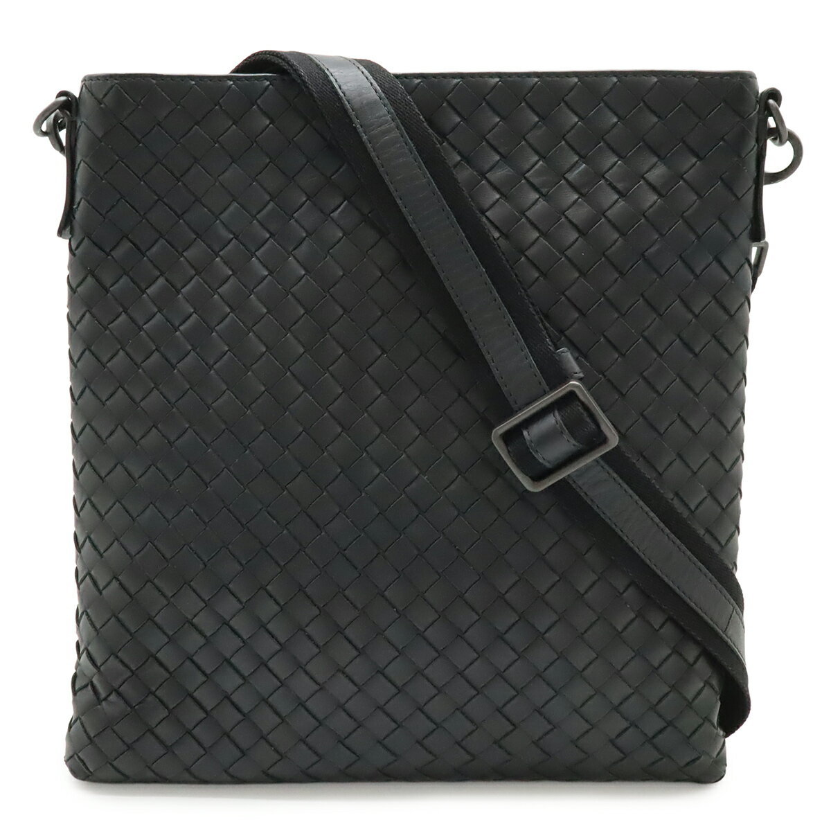 Men'S Bag - BOTTEGA VENETA ボッテガ ヴェネタ ボッテガベネタ イントレチャート ショルダーバッグ 斜め掛け レザー ブラック 黒 276356 【中古】