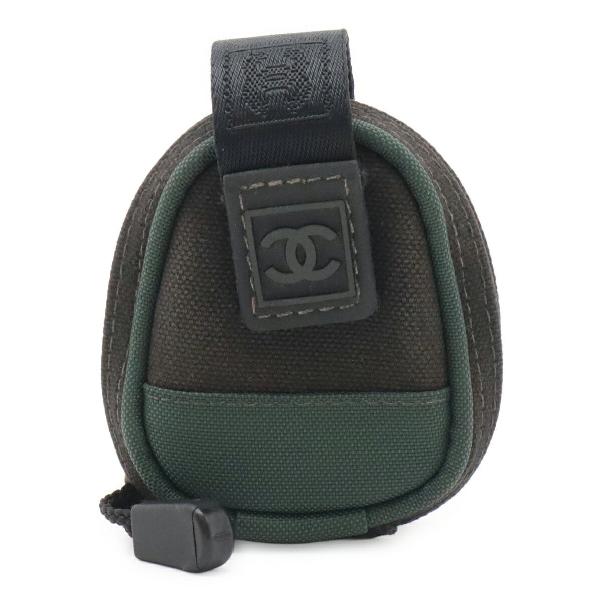 Rakuten - CHANEL シャネル スポーツライン ココマーク アームポーチ 小物入れ キャンバス ナイロン ブラック 黒 グリーン 緑 【中古】