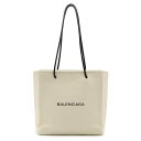 BALENCIAGA バレンシアガ ショッピングトート トートバッグ ミディアム ロゴ ショルダーバッグ レザー アイボリー 白 ブラック 黒 491660 【中古】