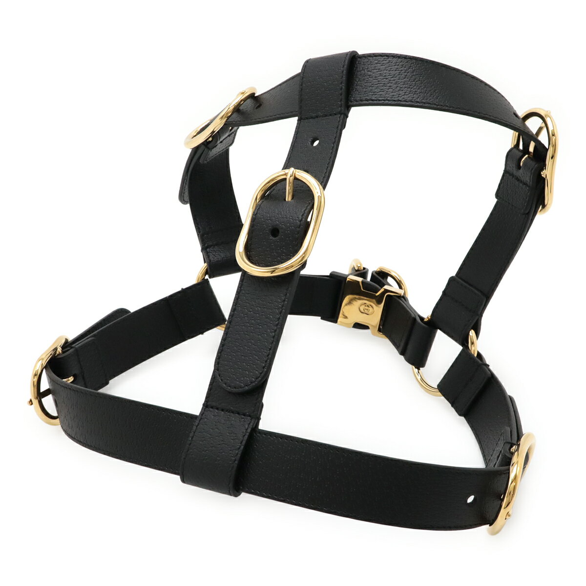 Rakuten - GUCCI グッチ ペット ハーネス 犬 胴輪 レザー ブラック 黒 ゴールド金具 Lサイズ 695253 【中古】