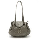 【バッグ】Christian Dior クリスチャン ディオール カナージュ ショルダーバッグ トートバッグ レザー シルバー 【中古】