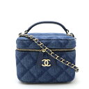 CHANEL シャネル マトラッセ チェーンヴァニティ ココマーク バニティバッグ ハンドバッグ 2WAYショルダー デニム ブルー ゴールド金具 AS3171...