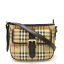 BURBERRY バーバリー シャドーホース ノバチェック ショルダーバッグ ポシェット 斜め掛け PVC レザー ベージュ ダークブラウン 【中古】
