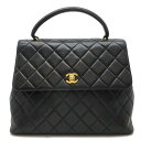 CHANEL シャネル マトラッセ ココマーク ハンドバッグ フラップバッグ レザー ブラック 黒 ゴールド金具 A12397 【中古】