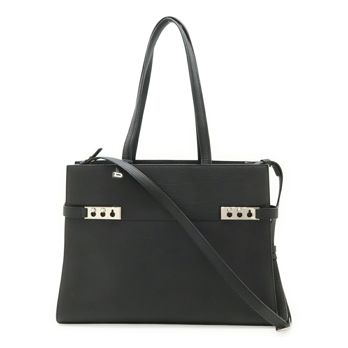 樂天商城 - DELVAUX デルヴォー タンペート トート トートバッグ ショルダーバッグ 2WAY 肩掛け 斜め掛け レザー ブラック 黒 シルバー金具 【中古】