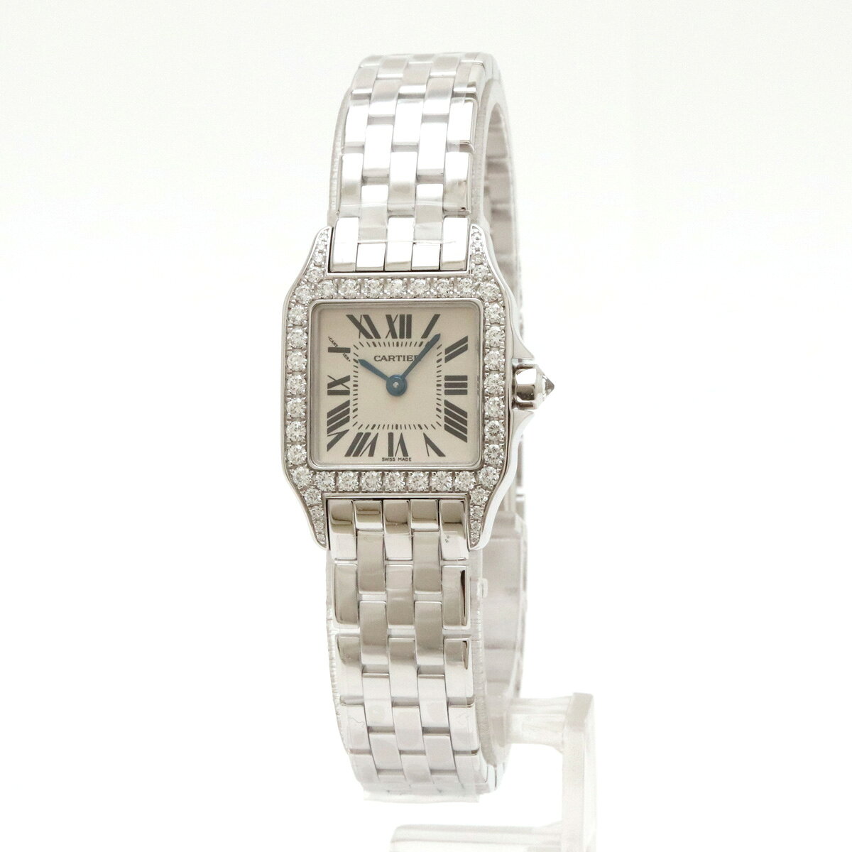 Cartier カルティエ サントスドゥモワゼルSM K18WG ダイヤベゼル レディース 腕時計 QZ クォーツ WF9003Y8 【中古】