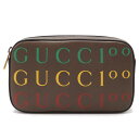 GUCCI グッチ ロゴ ベルトバッグ ボディバッグ ウエストバッグ 2WAY クラッチバッグ 100周年記念限定品 レザー ブラウン ゴールド金具 #80 602695 【中古】