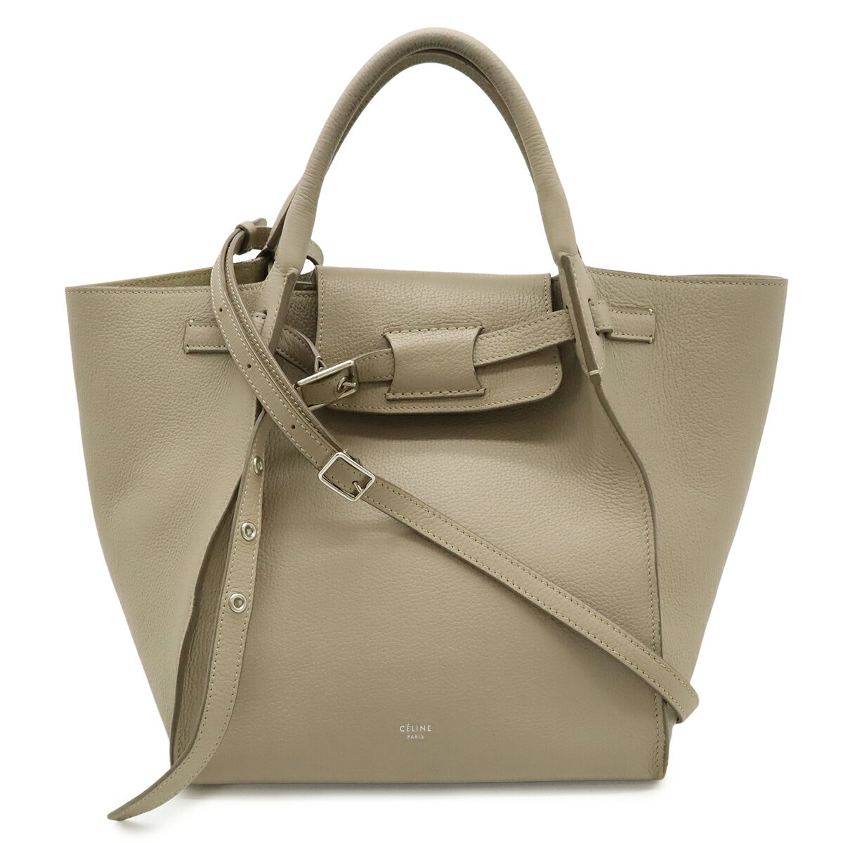 Rakuten - CELINE セリーヌ ビッグバッグ スモール ハンドバッグ 2WAY ショルダーバッグ 斜め掛け レザー グレージュ シルバー金具 183313 【中古】