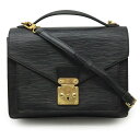 LOUIS VUITTON ルイ ヴィトン エピ モンソー セカンドバッグ ハンドバッグ 2WAYショルダー ノワール ブラック ゴールド金具 鍵欠品 M521...