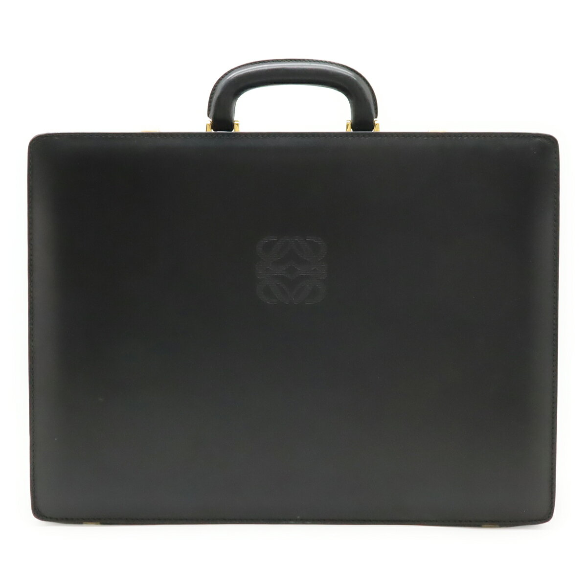 Rakuten - LOEWE ロエベ アナグラム アタッシュケース 書類カバン ビジネスバッグ ブリーフケース トランクケース レザー ブラック 黒 ゴールド金具 【中古】