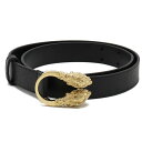 GUCCI グッチ ダブルタイガーヘッド ベルト トラ 虎 レザー ブラック 黒 ゴールド金具 #70 037.1766.1424 【中古】