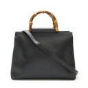 GUCCI グッチ ニムフェア バンブー トップハンドルバッグ ハンドバッグ 2WAY ショルダーバッグ 斜め掛け レザー フェイクパール ブラック 黒 453...