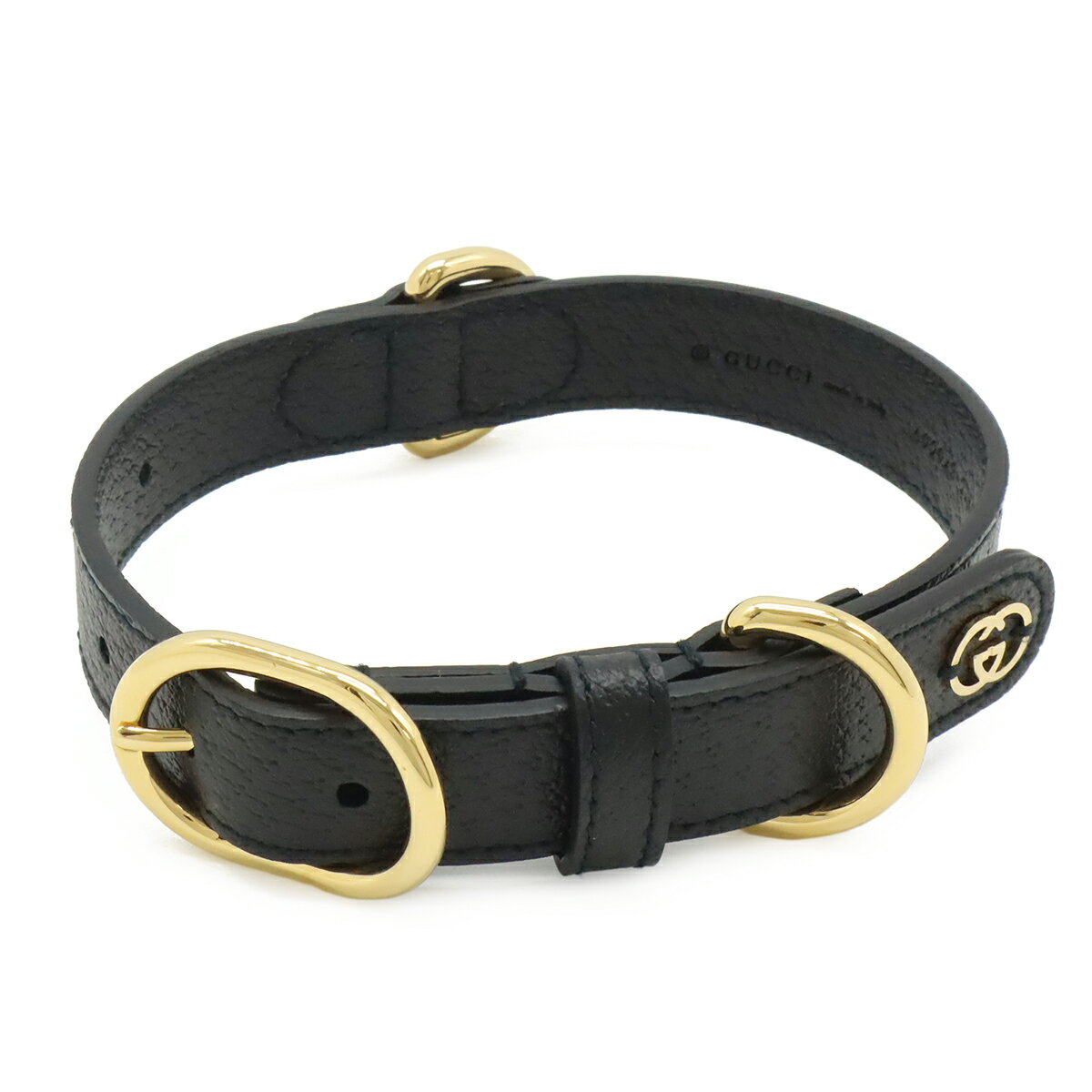 GUCCI グッチ インターロッキングG スモール ミディアム ペットカラー ドッグカラー 首輪 ペット用品 小型犬 中型犬用 レザー ブラック 黒 692943 【中古】