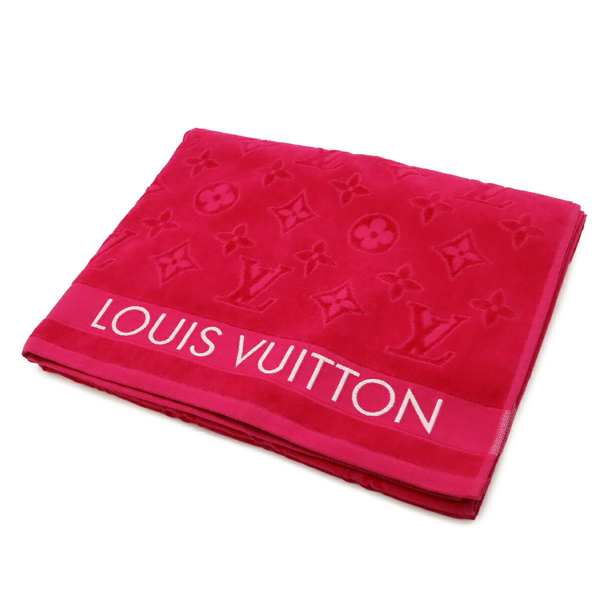 LOUIS VUITTON ルイ ヴィトン ドラドゥバン モノグラム ビーチタオル LVバケーション バスタオル 大判タオル タオルケット コットン ピンク M77514 【中古】