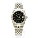 ROLEX ロレックス デイトジャスト ブラック文字盤 SS K18WGベゼル L番 ボーイズ AT オートマ 腕時計 69174 【中古】