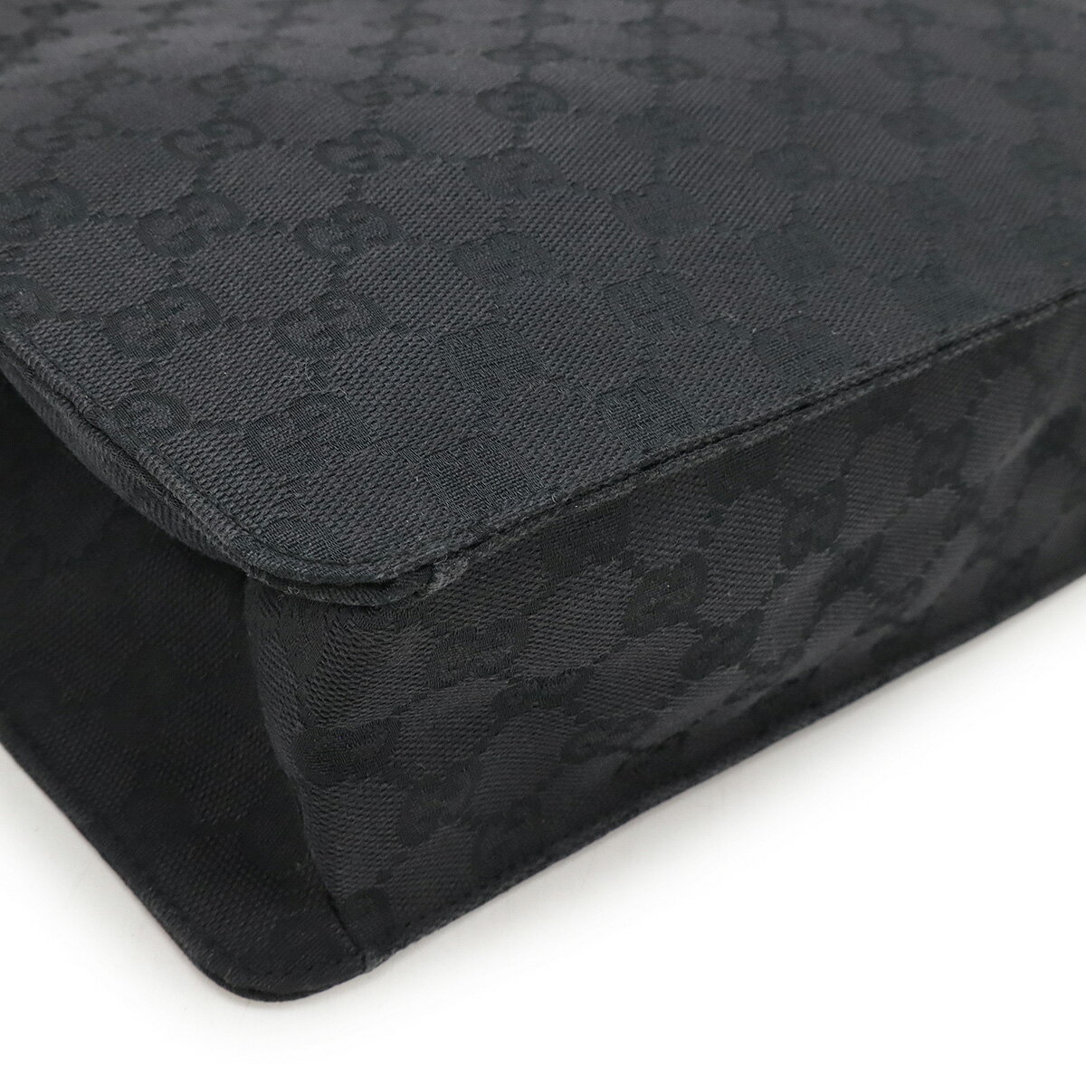 GUCCI グッチ GGキャンバス ショルダーバッグ 斜め掛け レザー ブラック 黒 シルバー金具 120841 【中古】