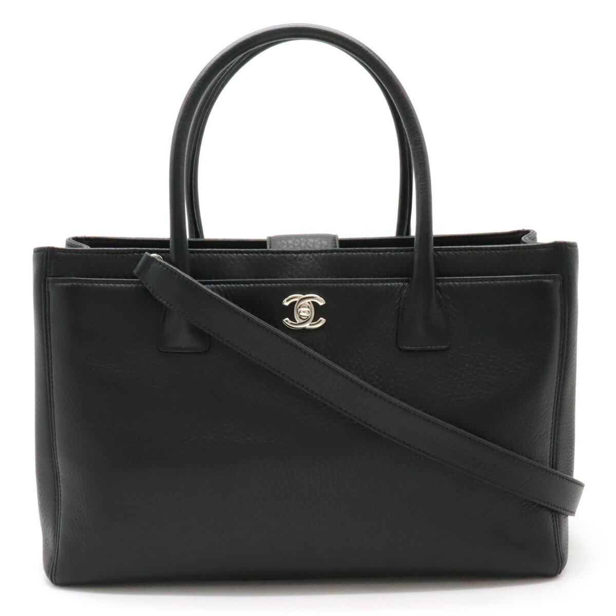 CHANEL シャネル エグゼクティブライン ココマーク トートバッグ 2WAY ショルダーバッグ ブラック 黒 シルバー金具 ポーチ付き A15206 【中古】