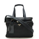 PRADA プラダ トートバッグ 2WAY ショルダーバッグ 斜め掛け ナイロン レザー NERO 黒 ブラック シルバー金具 【中古】(4)