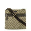 GUCCI グッチ GGスプリーム GGプラス ショルダーバッグ 斜め掛け マチなし カーキベージュ ダークブラウン 茶 ゴールド金具 295257 【中古】