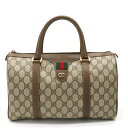 【バッグ】GUCCI グッチ オールドグッチ GGプラス シェリーライン ハンドバッグ ミニボストンバッグ PVC レザー ベージュ モカブラウン 茶 69.02.007 【中古】