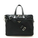 PRADA プラダ ビジネスバッグ ブリーフケース 書類カバン 2WAY ショルダーバッグ ナイロン レザー NERO 黒 ブラック シルバー金具 【中古】