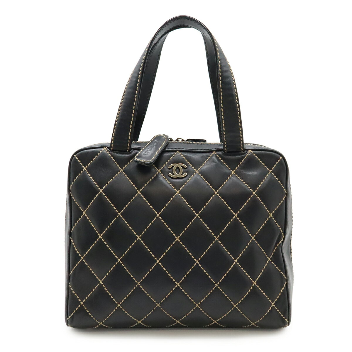 CHANEL シャネル ワイルドステッチ ココマーク トートバッグ ハンドバッグ レザー ブラック 黒 A14693 【中古】