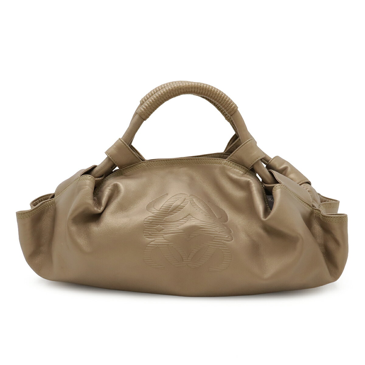 LOEWE ロエベ アナグラム ナッパアイレ ハンドバッグ レザー シャンパンゴールド ゴールド金具 【中古】