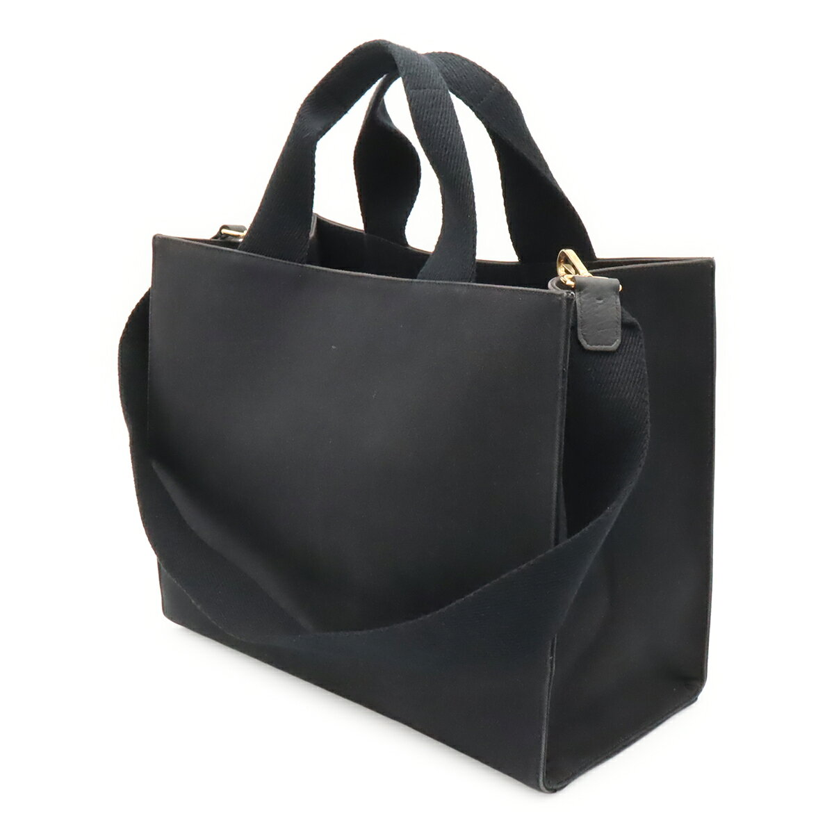 Blumin 楽天市場店のFENDI フェンディ FENDACE フェンダーチェ ヴェルサーチェ コラボ トートバッグ 2WAY ショルダーバッグ キャンバス ブラック 黒 ゴールド 8BH395 【中古】｜アングル2