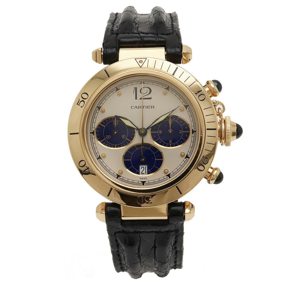 【ウォッチ】【新品仕上げ済】Cartier カルティエ パシャ38 クロノグラフ アイボリー文字盤 メンズ K18YG QZ クォーツ 腕時計 腕時計 W3000951 【中古】