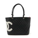 CHANEL シャネル カンボンライン ココマーク ラージトート ショルダーバッグ トートバッグ ソフトカーフ ブラック 黒 ホワイト 白 A25169 【中古...