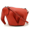 LOEWE ロエベ エレファントバッグ ミニ アニマルシリーズ ゾウ 象 ショルダーバッグ 2WAY クラッチバッグ ポーチ レザー レッド 赤 シルバー金具 ...